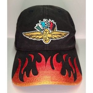 Indianapolis Motor Speedway Hat Flames Embroidered Baseball Cap Racing